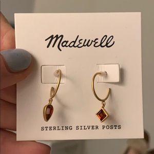 Madewell Mismatch Glass Charm Mini Hoop Earrings